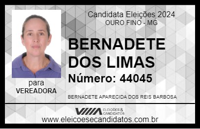 Candidato BERNADETE DOS LIMAS 2024 - OURO FINO - Eleições