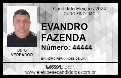 Candidato EVANDRO FAZENDA 2024 - OURO FINO - Eleições