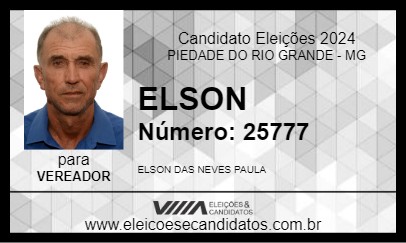 Candidato ELSON 2024 - PIEDADE DO RIO GRANDE - Eleições