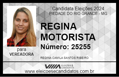 Candidato REGINA MOTORISTA 2024 - PIEDADE DO RIO GRANDE - Eleições