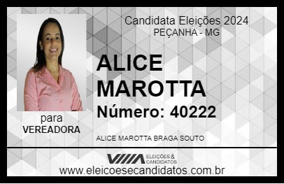 Candidato ALICE MAROTTA 2024 - PEÇANHA - Eleições