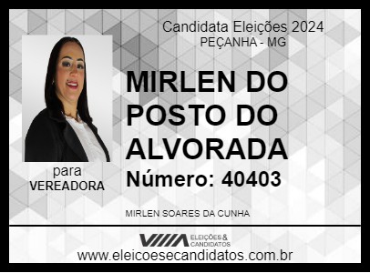 Candidato MIRLEN DO ALVORADA 2024 - PEÇANHA - Eleições