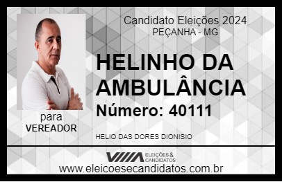 Candidato HELINHO DA AMBULÂNCIA 2024 - PEÇANHA - Eleições