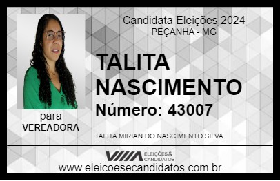 Candidato TALITA NASCIMENTO 2024 - PEÇANHA - Eleições