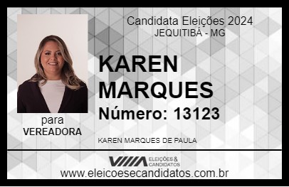 Candidato KAREN MARQUES 2024 - JEQUITIBÁ - Eleições