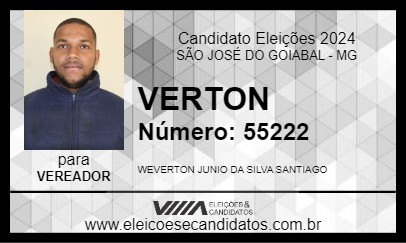 Candidato VERTON 2024 - SÃO JOSÉ DO GOIABAL - Eleições