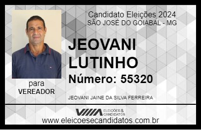 Candidato JEOVANI LUTINHO 2024 - SÃO JOSÉ DO GOIABAL - Eleições