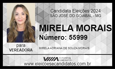 Candidato MIRELA MORAIS 2024 - SÃO JOSÉ DO GOIABAL - Eleições