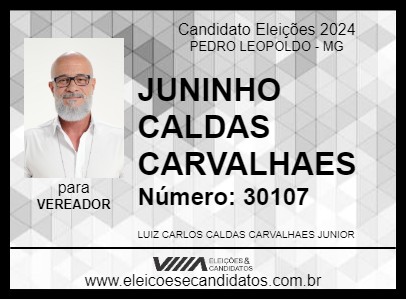 Candidato JUNINHO CALDAS CARVALHAES 2024 - PEDRO LEOPOLDO - Eleições