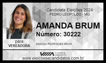 Candidato AMANDA BRUM 2024 - PEDRO LEOPOLDO - Eleições