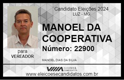 Candidato MANOEL DA COOPERATIVA 2024 - LUZ - Eleições