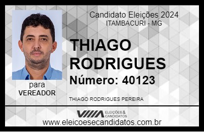 Candidato THIAGO RODRIGUES 2024 - ITAMBACURI - Eleições