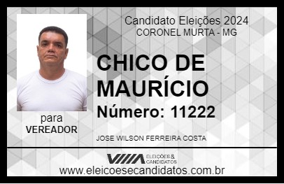 Candidato CHICO DE MAURÍCIO 2024 - CORONEL MURTA - Eleições