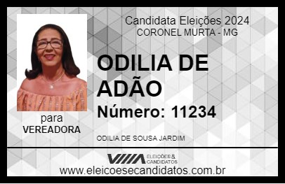 Candidato ODILIA DE ADÃO 2024 - CORONEL MURTA - Eleições