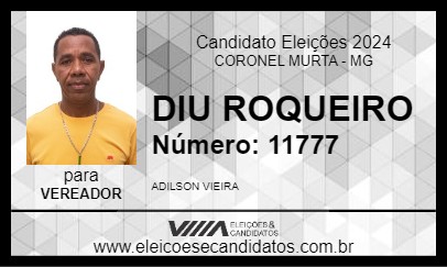 Candidato DIU ROQUEIRO 2024 - CORONEL MURTA - Eleições