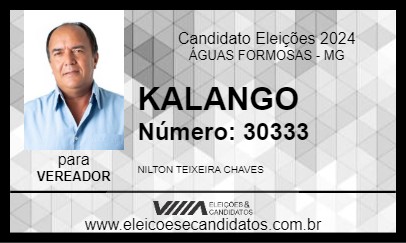 Candidato KALANGO 2024 - ÁGUAS FORMOSAS - Eleições