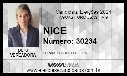 Candidato NICE 2024 - ÁGUAS FORMOSAS - Eleições