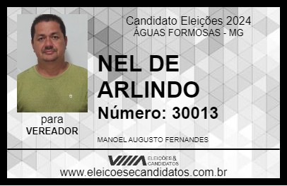 Candidato NEL DE ARLINDO 2024 - ÁGUAS FORMOSAS - Eleições