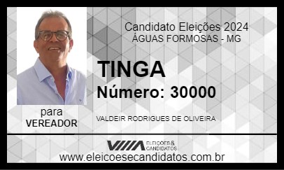 Candidato TINGA 2024 - ÁGUAS FORMOSAS - Eleições