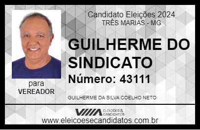 Candidato GUILHERME DO SINDICATO 2024 - TRÊS MARIAS - Eleições