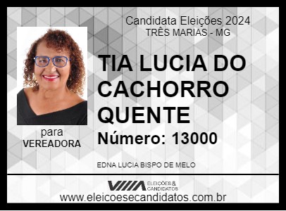 Candidato TIA LUCIA DO CACHORRO QUENTE 2024 - TRÊS MARIAS - Eleições