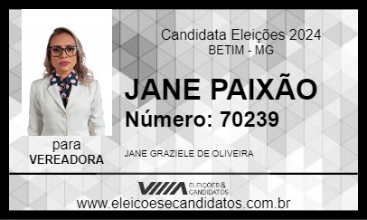 Candidato JANE PAIXÃO 2024 - BETIM - Eleições