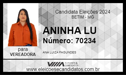 Candidato ANINHA LU 2024 - BETIM - Eleições