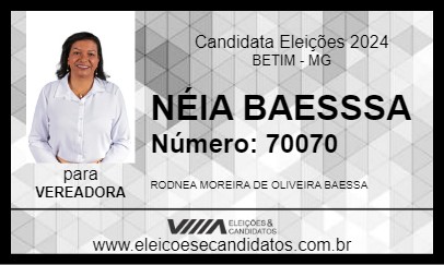 Candidato NÉIA BAESSA 2024 - BETIM - Eleições