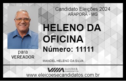 Candidato HELENO DA OFICINA 2024 - ARAPORÃ - Eleições