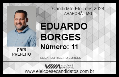 Candidato EDUARDO BORGES 2024 - ARAPORÃ - Eleições