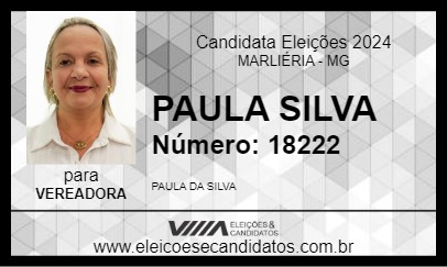 Candidato PAULA SILVA 2024 - MARLIÉRIA - Eleições