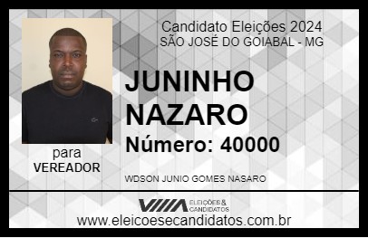 Candidato JUNINHO NAZARO 2024 - SÃO JOSÉ DO GOIABAL - Eleições