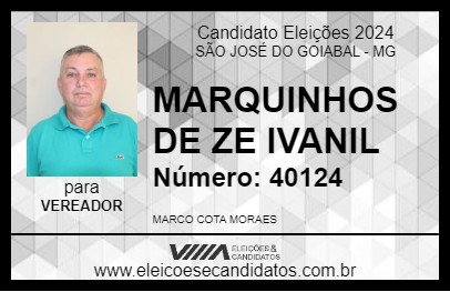 Candidato MARQUINHOS DE ZE IVANIL 2024 - SÃO JOSÉ DO GOIABAL - Eleições