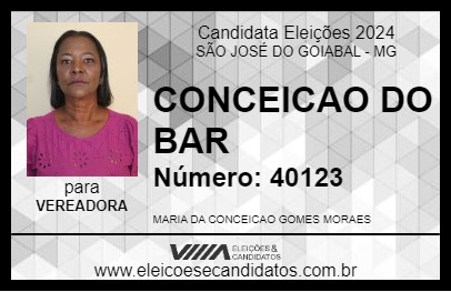 Candidato CONCEICAO DO BAR 2024 - SÃO JOSÉ DO GOIABAL - Eleições