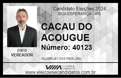 Candidato CACAU DO ACOUGUE 2024 - BOA ESPERANÇA - Eleições