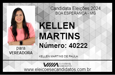 Candidato KELLEN MARTINS 2024 - BOA ESPERANÇA - Eleições