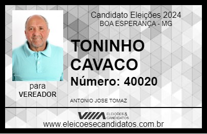 Candidato TONINHO CAVACO 2024 - BOA ESPERANÇA - Eleições