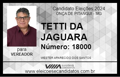 Candidato TETTI DA JAGUARA 2024 - ONÇA DE PITANGUI - Eleições