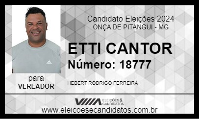 Candidato ETTI CANTOR 2024 - ONÇA DE PITANGUI - Eleições