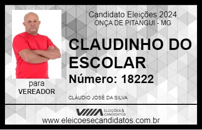 Candidato CLAUDINHO  DO ESCOLAR 2024 - ONÇA DE PITANGUI - Eleições