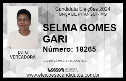 Candidato SELMA GOMES GARI 2024 - ONÇA DE PITANGUI - Eleições