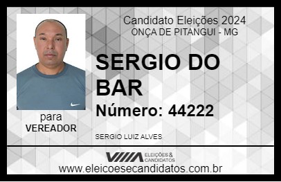 Candidato SERGIO DO BAR 2024 - ONÇA DE PITANGUI - Eleições