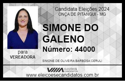 Candidato SIMONE DO GALENO 2024 - ONÇA DE PITANGUI - Eleições