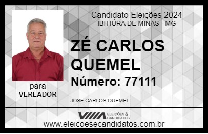 Candidato ZÉ CARLOS QUEMEL 2024 - IBITIÚRA DE MINAS - Eleições