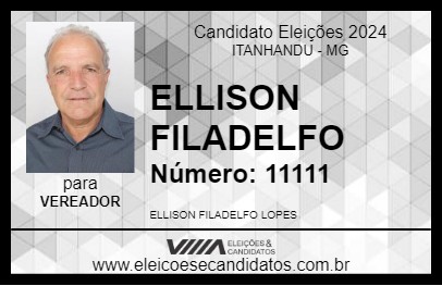 Candidato ELLISON FILADELFO 2024 - ITANHANDU - Eleições