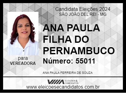 Candidato ANA PAULA  FILHA DO PERNAMBUCO 2024 - SÃO JOÃO DEL REI - Eleições