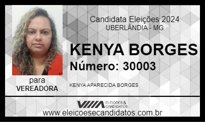 Candidato KENYA BORGES 2024 - UBERLÂNDIA - Eleições