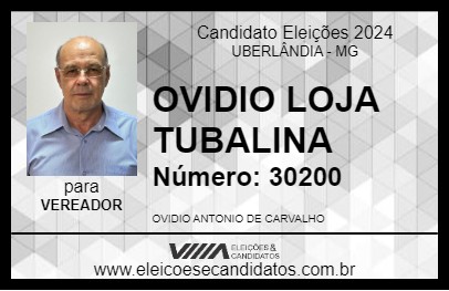 Candidato OVIDIO LOJA TUBALINA 2024 - UBERLÂNDIA - Eleições