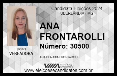 Candidato ANA FRONTAROLLI 2024 - UBERLÂNDIA - Eleições