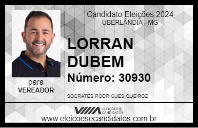 Candidato LORRAN DUBEM 2024 - UBERLÂNDIA - Eleições